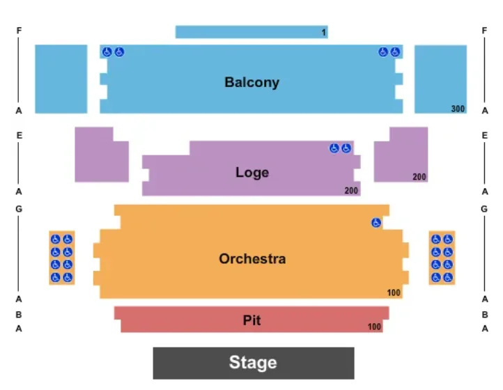 Schrott Center, Schrott, Schrott Center for the Arts Seating Map, Schrott Map, Butler seating, seating, ICO, Indianapolis Chamber Orchestra